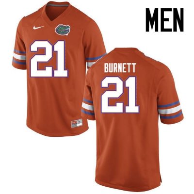 Men's Florida Gators #21 McArthur Burnett NCAA Nike Orange Authentic Stitched College Football Jersey BPF0362ZD